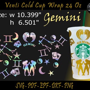 ジェミニ ラップ SVG、ジェミニ SVG、ベンティ コールド カップ ラップ SVG、星座ラップ SVG、星座 SVG、ジェミニ タンブラー、ジェミニ テンプレート、星座タンブラー