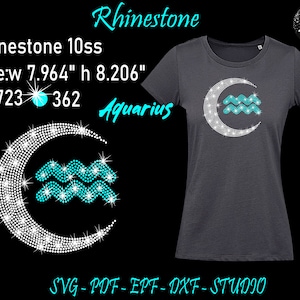 Verseau Strass, Lune Strass, Signes du Zodiaque Strass, Zodiaque Svg, Verseau Svg, Lune Svg, Strass Svg, Modèle Strass, Lune