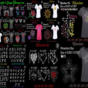Bundle Rhinestone, 33 Designs Rhinestone, Bundle Alphabet Rhinestone, Rhinestones, Mouse Rhinestone, Rhinestone Template, Rhinestone Files