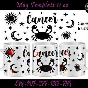 Krebs SVG, Becher Vorlage 11 Unzen, Sublimation Vorlage, Becher 11 Unzen, volle Wrap Vorlage Becher, Becher 11 Unzen, Sublimation, Löwe Becher 11 Unzen, Krebs