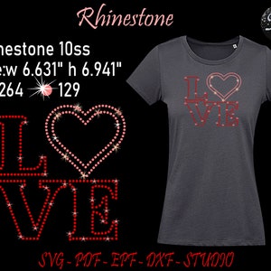 Love Rhinestone, Heart Rhinestone, Rhinestone Svg, Rhinestone Template, Love Svg, Heart Svg, Rhinestone Cut File, Valentine Day Svg, Love