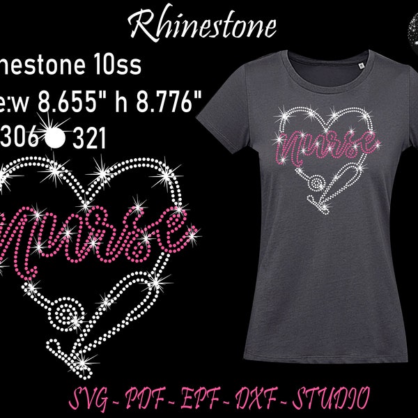 Nurse Rhinestone, Nurse Svg, Rhinestone Svg, Rhinestone Template, Heart Rhinestone, Doctor Rhinestone, Doctor Svg, Nurse Cut File, Nurse