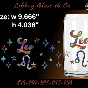 16 Oz Libbey Can Glass Wrap, Leo Svg, Libbey Glass 16 Oz Svg, Tumbler Template, Leo Tumbler, Leo Libbey Glass, Signs Zodiac Svg, Leo Clipart