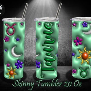 3D Stier Inflated Tumbler Wrap, 3D Sternzeichen Straight Tapered Png, 20 Unzen Becher Sublimationsdesign, Sternzeichen 20 Unzen Skinny Tumbler