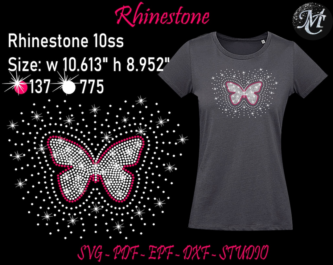 Aa Rhinestone Svg Butterfly Rhinestone, Butterfly Svg, Rhinestone, Rhinestone Svg ...