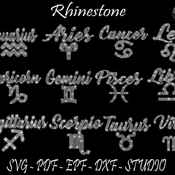 Bundle Zodiac Signs Rhinestone, Zodiac Signs Shirt, Rhinestone Svg, Zodiac Rhinestone, Rhinestones, Rhinestone Template, Rhinestones Files