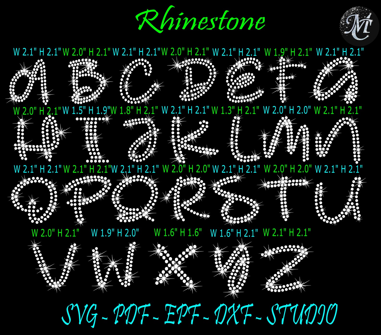 Giant Rhinestone Letters Bundle Alphabet Rhinestone, Rhinestone Template, Capital Letters ...