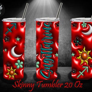 3D Schütze Aufgeblasener Becher Wrap, 3D Sternzeichen Gerade Verjüngung Png, 500 ml Becher Sublimationsdesign, Sternzeichen 20 Unze Dünn