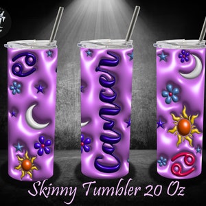 3D Krebs aufgeblasener Becher Wrap, 3D Sternzeichen Gerade Verjüngung, 500 ml Becher Sublimationsdesign, Sternzeichen 20 Unzen dünner Becher
