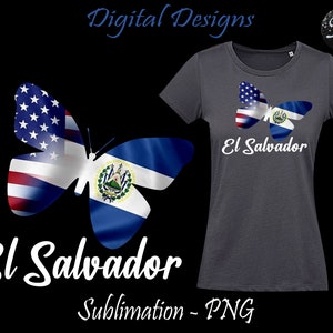 Salwador PNG, koszula Salwadoru, Salwador i USA, USA PNG, USA sublimacja, sublimacja Salwador, wzór motyla, USA Design