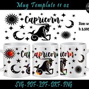 Capricorno Svg, modello tazza 11 Oz, modello sublimazione, tazza 11 Oz, modello avvolgimento completo tazza, tazze 11 Oz, sublimazione, tazze Capricorno 11 Oz