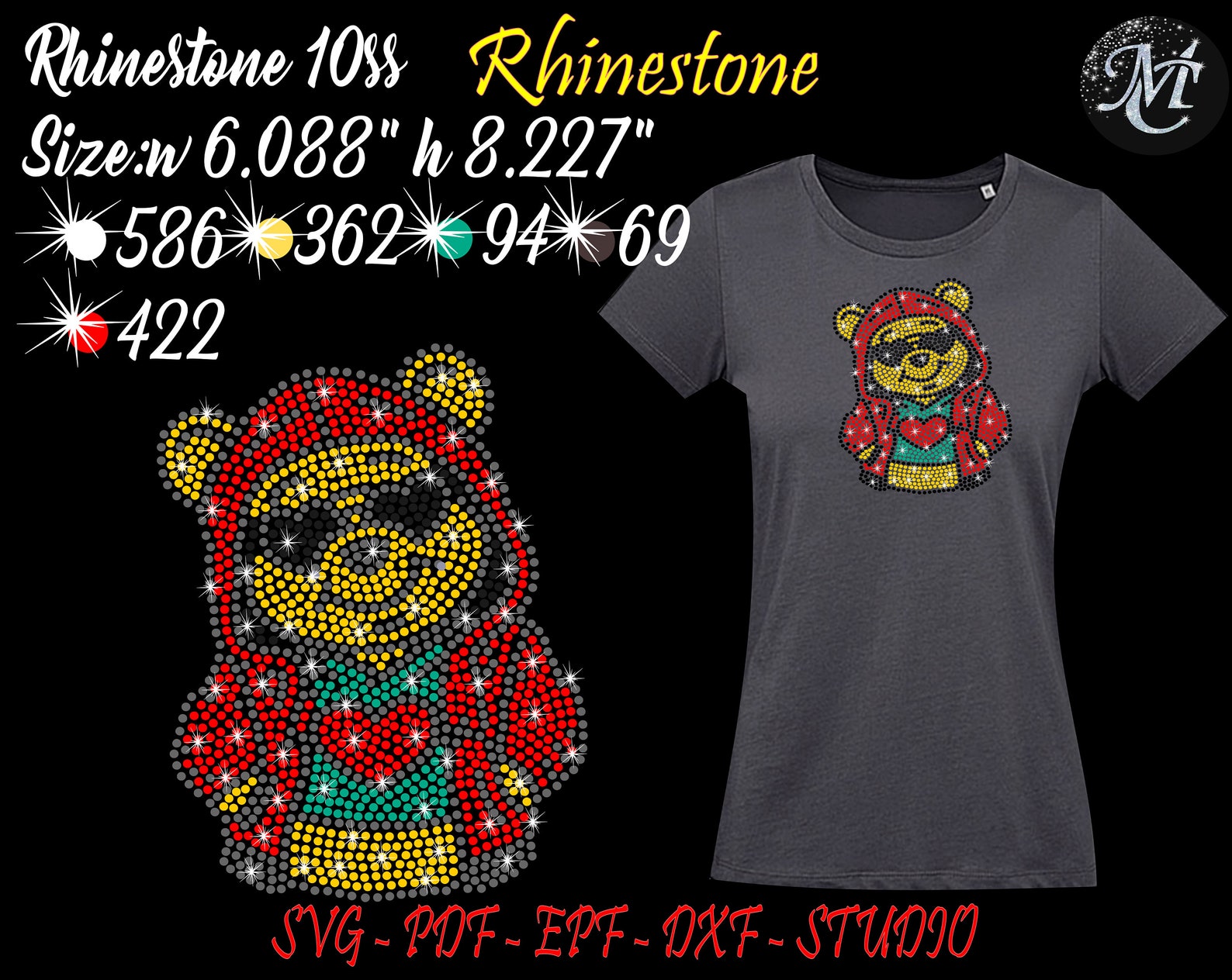 Rhinestone Svg, Rhinestone Template, Rhinestones, Pooh Rhinestone, Pooh ...