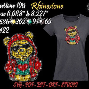 Rhinestone svg, plantilla de pedrería, pedrería, pedrería pooh, pooh svg, archivos de pedrería, pedrería de amor, archivo de corte pooh, svg, pooh