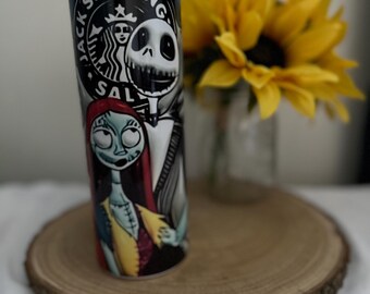 Vaso de 20 oz con pajita de Jack and Sally