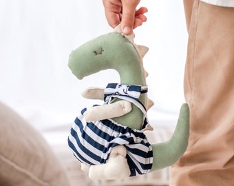 Personalized doll/rag doll/Linen dinosaur/stuffed doll/rag dinosaur/1st birthday gift