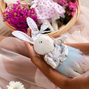 Rag Bunny/rag doll/linen doll/heirloom toy/stuffed animal/baby shower gift