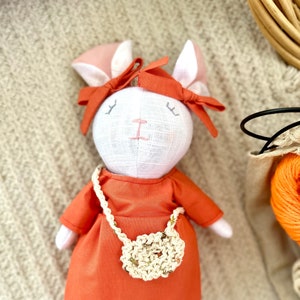 Organic Linen doll/Fabric mouse doll/linen doll/rag doll with clothes/toys and clothes/Gift for girl
