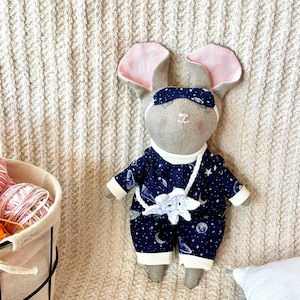 Linen handmade doll/doll mouse/organic linen mouse/rag doll/interior doll/gift for baby/heirloom linen doll/soft toy doll/stuff mouse