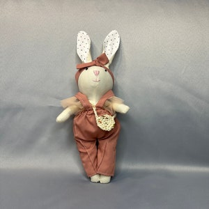Bunny linen doll/Personalized  doll/stuffed doll/Rag doll/gift for baby/heirloom doll/stuffed animal toys and clothes.