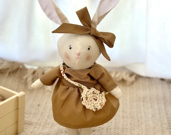 Personalized  doll bunny/bunny doll/stuffed doll/Rag doll/gift for baby/cloth for doll/heirloom doll.
