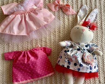 Bunny linen doll/linen doll/handmade organic linen doll/eco and safe doll/Bunny stuffed/bunny rag doll/easy to change clothes.