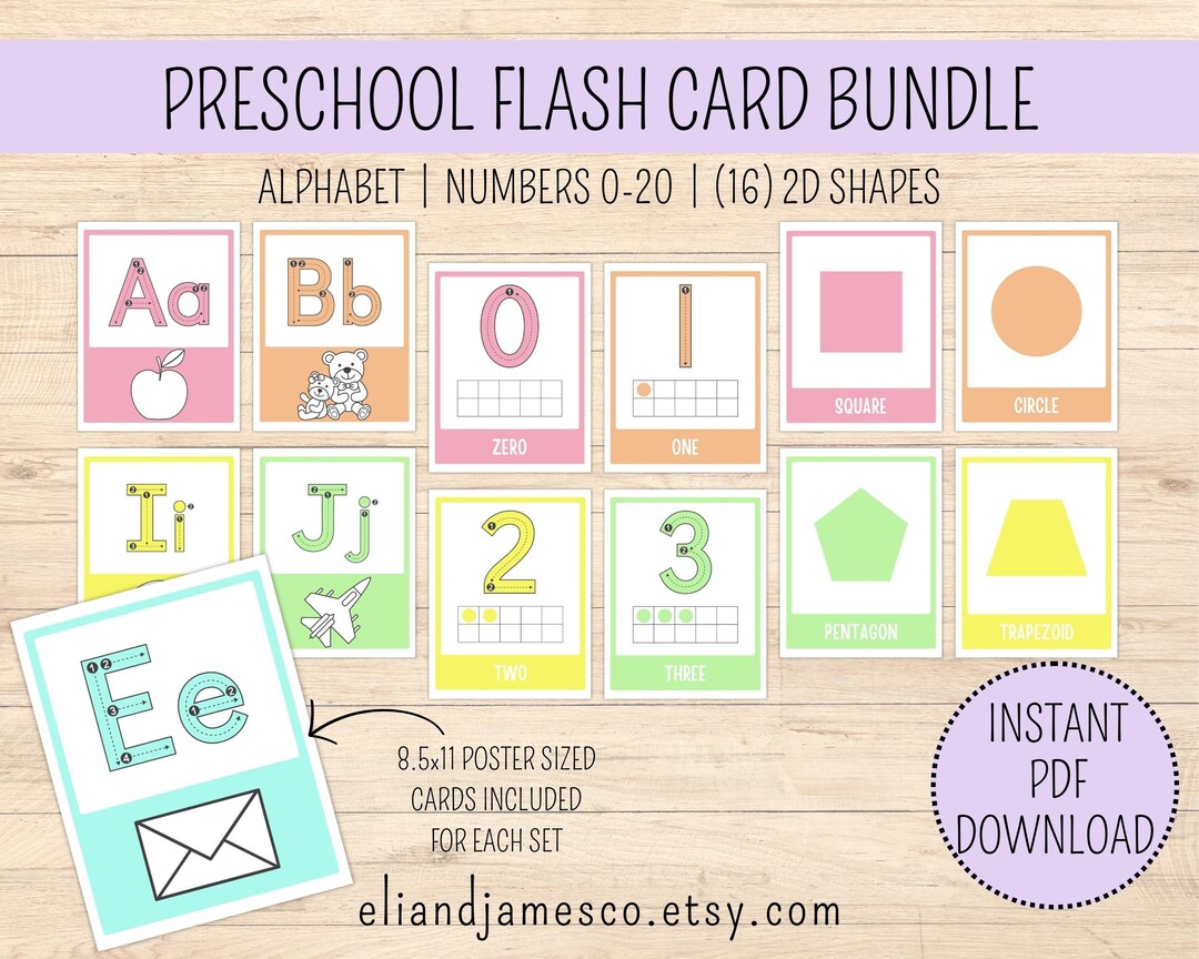 Preschool Flash Card Bundle Alphabet Flash Cards Numbers Flash Cards 2D