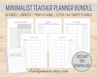 Teacher Planner | Undated Teacher Planner | Academic Planner | Curriculum Planner | Lesson Planner Printable | Minimalist Planner | PDF