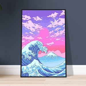 Mount Fuji Wall Art Japanese Retro Anime Poster City Pop Anime Wall Art Vintage Aesthetics Print Japan Art Home Bedroom Poster Decor Gift