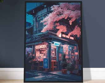 Poster anime Studio Ghibli, minimarket giapponese, poster ramen giapponese, poster da parete anime, poster notturno, arredamento per camera da letto, regalo artistico