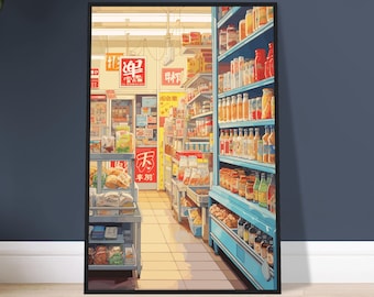 Studio Ghibli Japanese Supermarket Retro Anime Poster Convenience Store Wall Art Vintage Anime Print Japan Art Home Bedroom Poster Decor