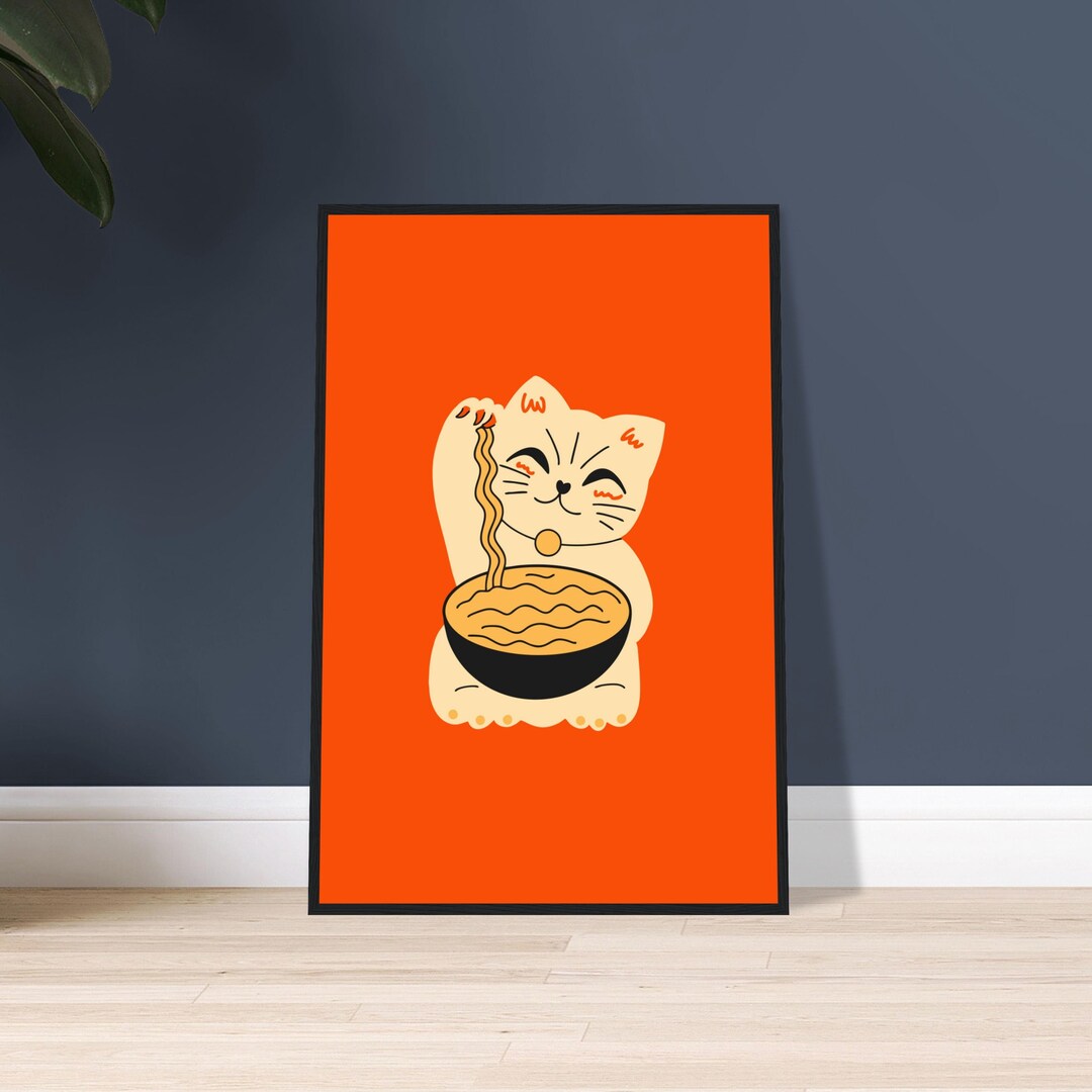 Ramen Poster Cat Poster Ramen Cat Wall Art Anime Poster Japanese Ramen ...