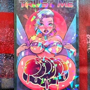 Trust Me Pin Up Girl 2 Holographic Vinyl Sticker 4.5”