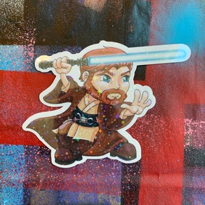 Obi Wan Chibi Sparkle Sticker