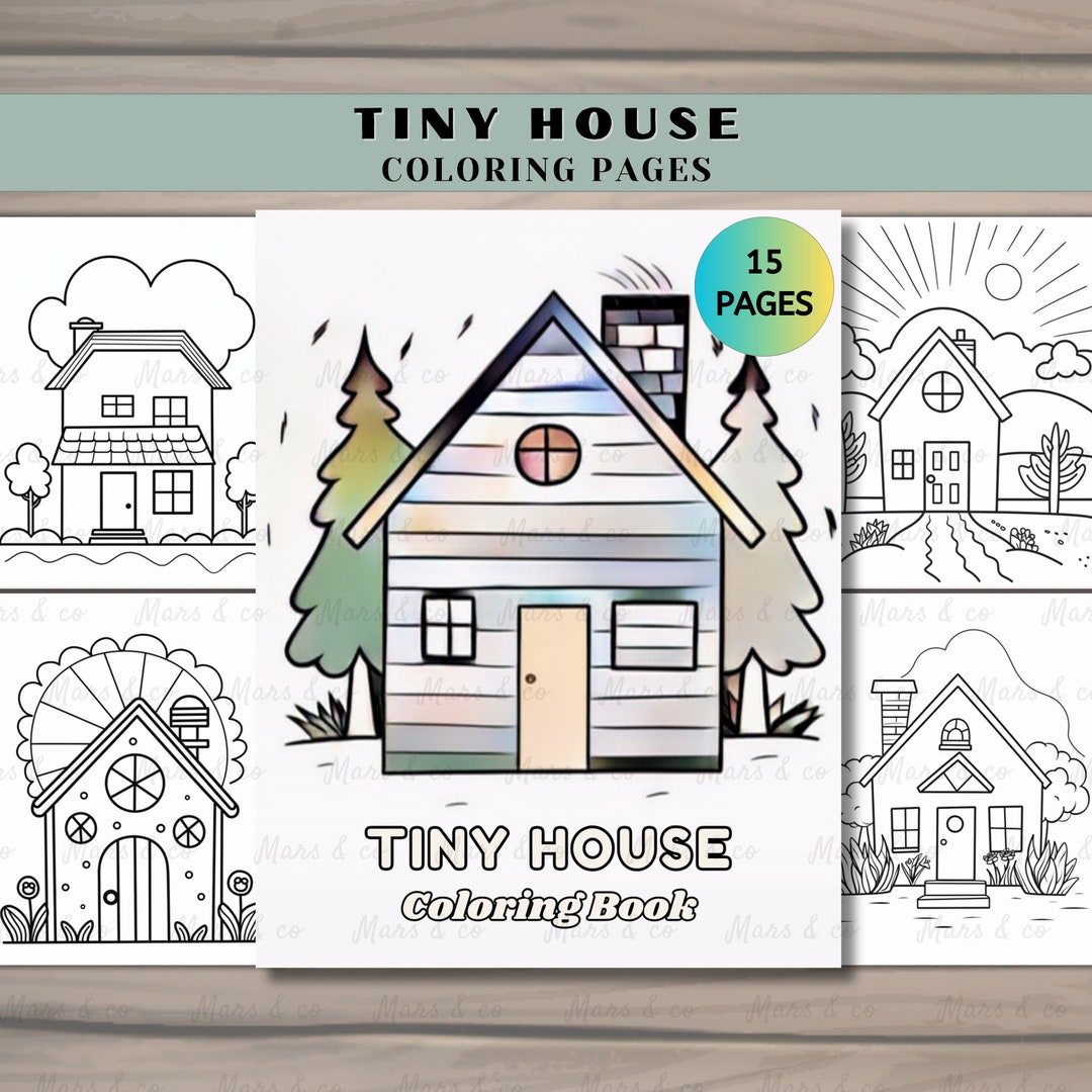 15 Tiny Houses Coloring Pages Tiny House Coloring House Etsy Australia