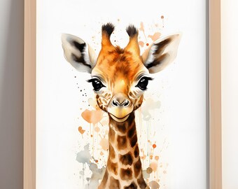 Baby Giraffe Digital Print Wall Art for Nursery or Baby Room, Child's Room, Play Room, Baby Shower Gift, Nursery Decor, Safari Animal Prints
