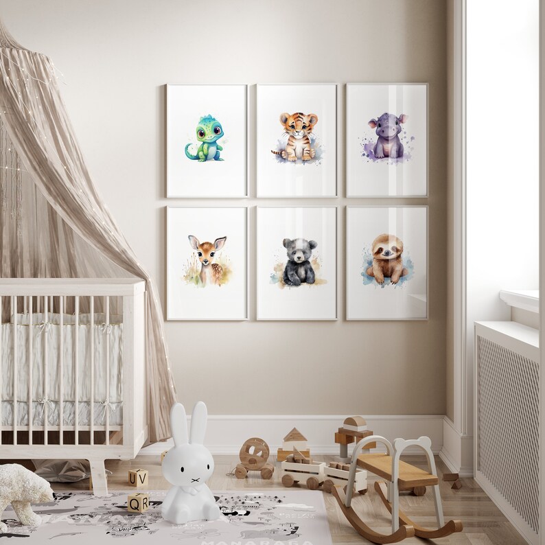 Animal Nursery Decor, 15 Printable Design Bundle, Play Room Decor, Cute