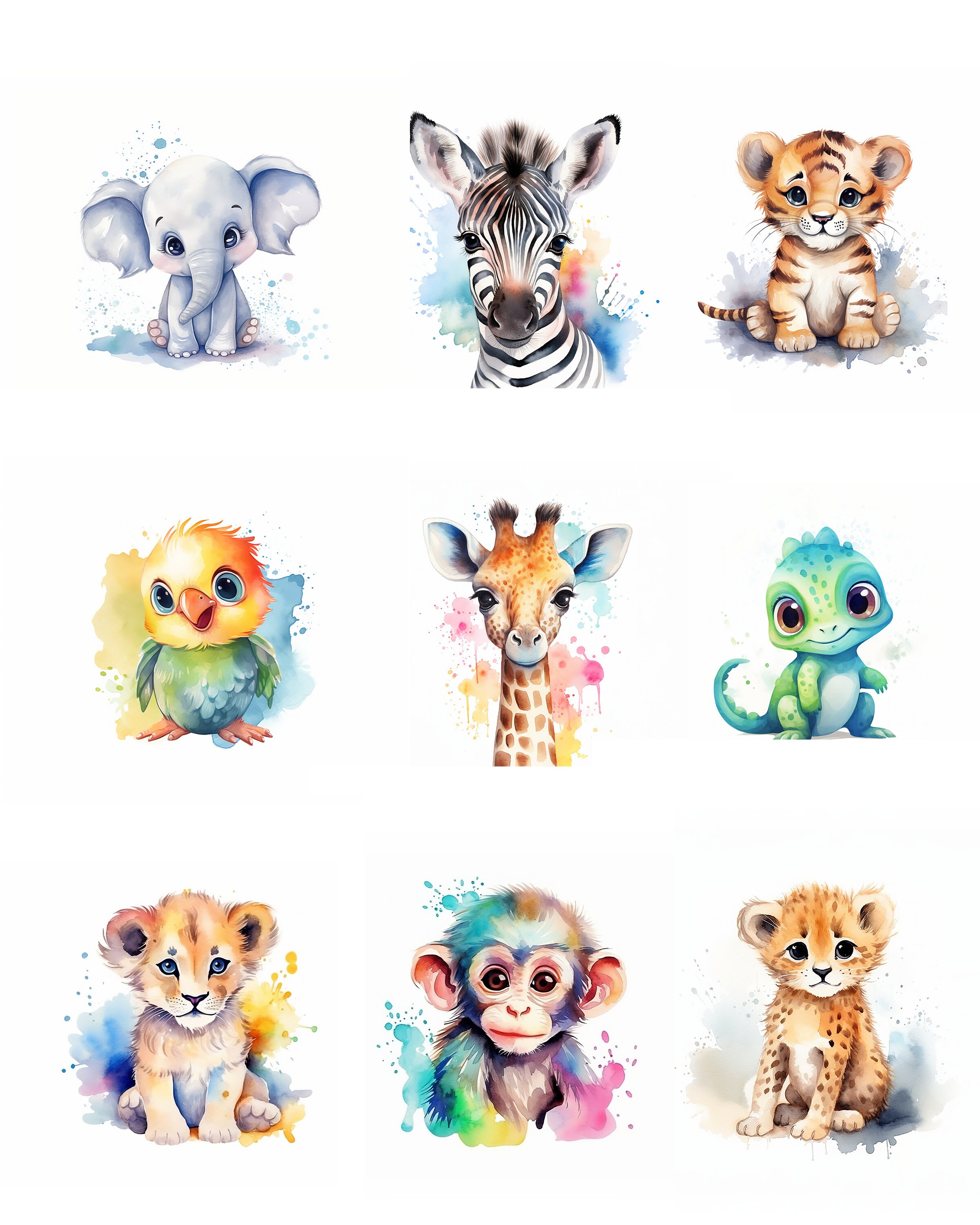 Animal Nursery Decor, 15 Printable Design Bundle, Play Room Decor, Cute ...