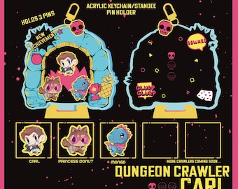 Fanmerch Dungeon Crawler Carl Acrylic Standee and Pins
