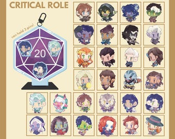 Critical Role Mighty Nein, Vox Machina, Campaign 4 Acrylic Keychain Standee Pin Holder