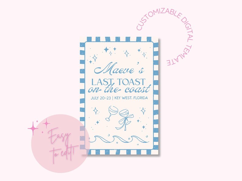 Coastal Bachelorette Party Sign Template: Hand-drawn Beach Theme ...