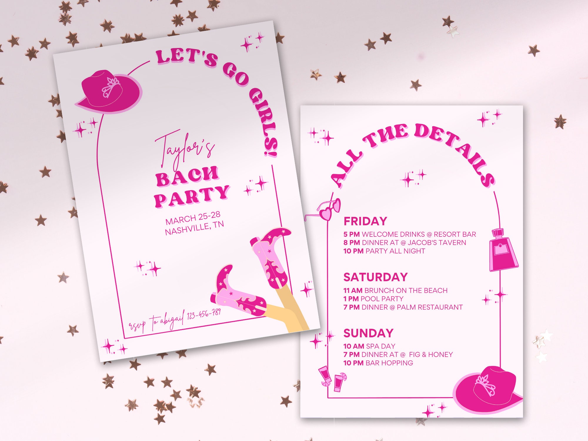 Cowgirl Bachelorette Party Invitation & Itinerary Template - Etsy