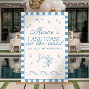 Last Toast On the Coast Bachelorette Party Sign Template, Coastal Beach Bachelorette Party Template, Hand-Drawn Style