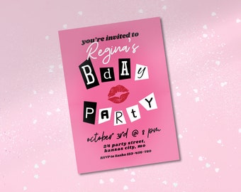 Burn Book Inspired Birthday Party Invitation, Mean Girls Inspired, Customizable Canva Template
