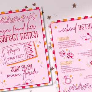 She Found Her Perfect Match Invitation and Itinerary Template, Match Flame Fire Theme Bachelorette Party Invitation and Itinerary Template