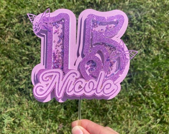 Quinceañera Birthday Cake Topper, Mis 15 Cake Topper- 15th Shaker Cake topper - Sweet Sixteen Cake Topper