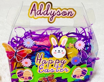 Easter gift favor box - Bunny box - Personalized easter favor- Easter basket - Easter eggs box