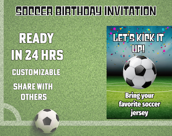 soccer video digital birthday invitation - Soccer birthday invitation- Soccer party ideas.