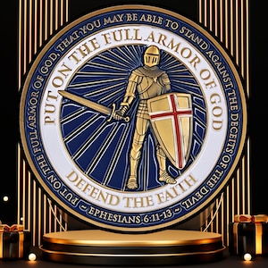 Full Armor of God Gift | Ephesians 6 Christian Challenge Coin, bible verse gift for men and women, Shield of Faith gift, Sword of the Spirit