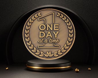 One Day at a Time Coin, Sobriety Gift for Men & Women, Serenity Prayer Token, Recovery Keepsake, Inspirational Chip, 12 Step AA NA Medallion