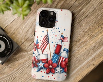 Patriotic iPhone Case for Independence Day, 4th of July Gift Idea, American Flag Gifts, USA Red White Blue iPhone Accessory Gift Idea